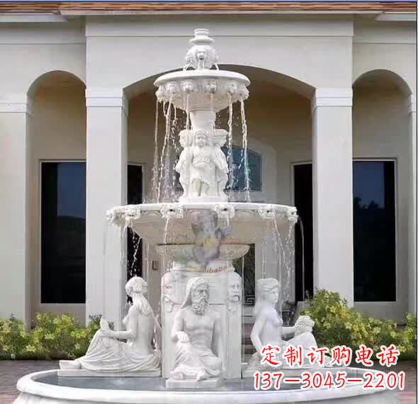 南京汉白玉精美完美的喷泉雕塑