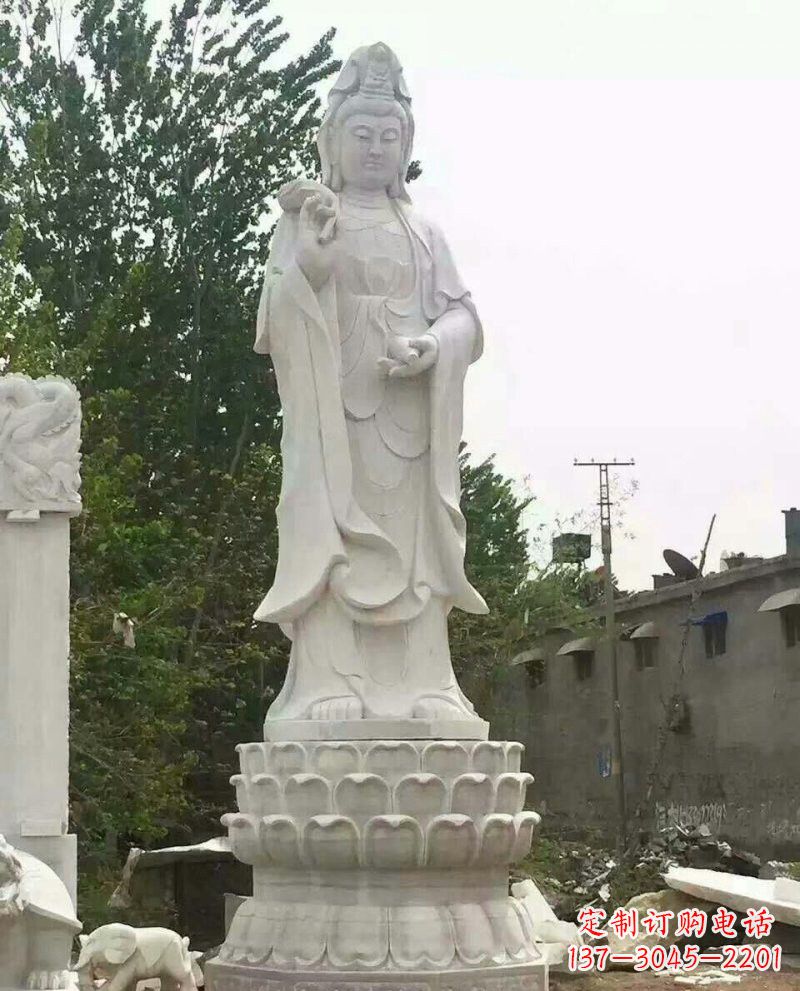 南京汉白玉洒水观音雕像