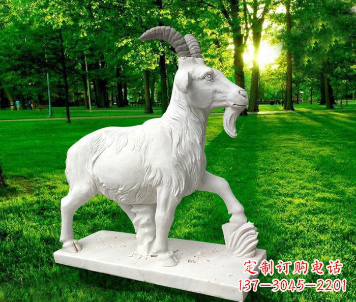 南京汉白玉精美山羊雕塑