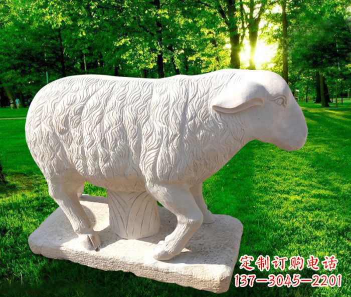 南京中领雕塑的汉白玉山羊石雕是一件雕刻精美的…