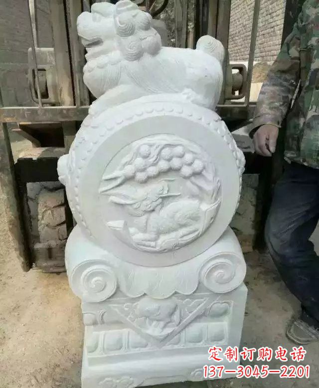 南京汉白玉狮子门墩