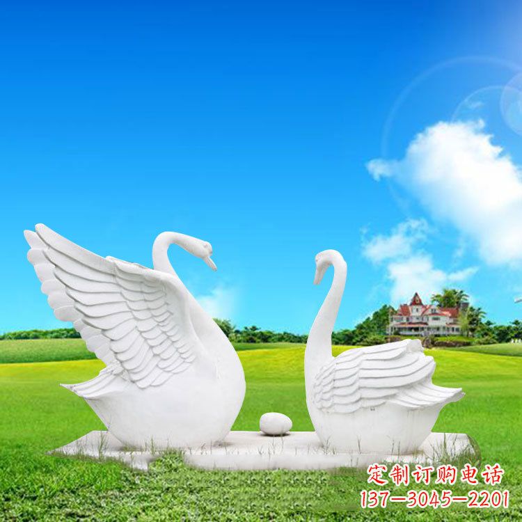 南京精美石雕天鹅情侣动物雕塑摆件