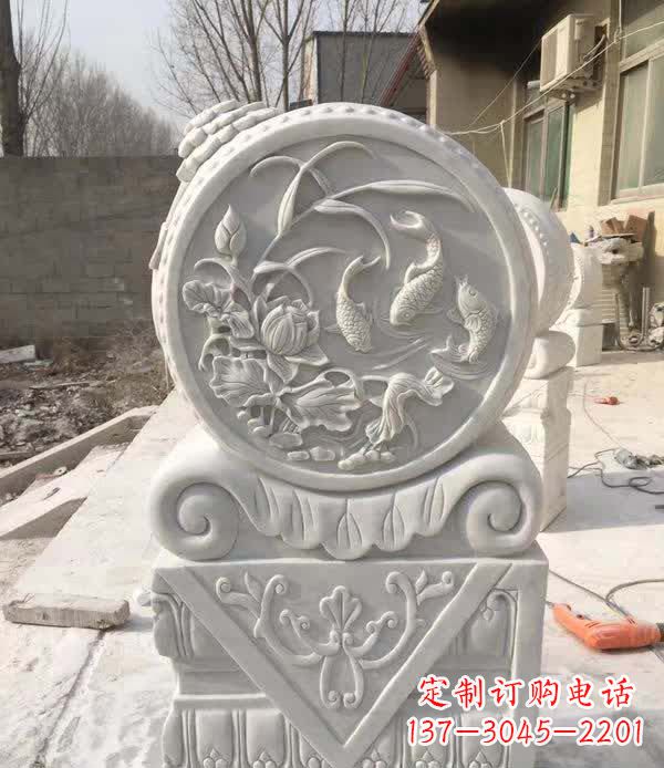 南京汉白玉石浮雕门墩