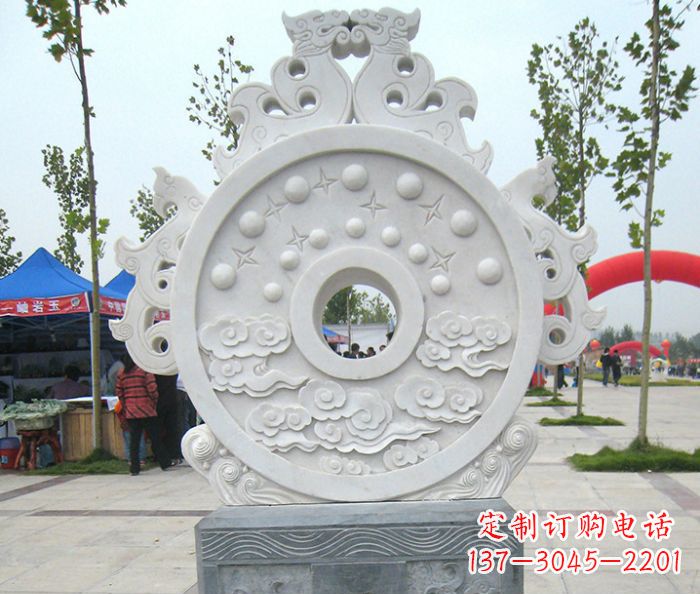 南京精雕细琢汉白玉双龙石门墩雕塑