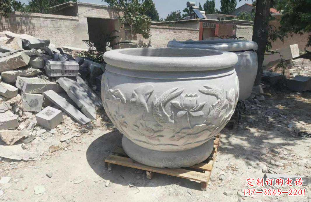 南京汉白玉水缸,精美完美的雕刻纪念