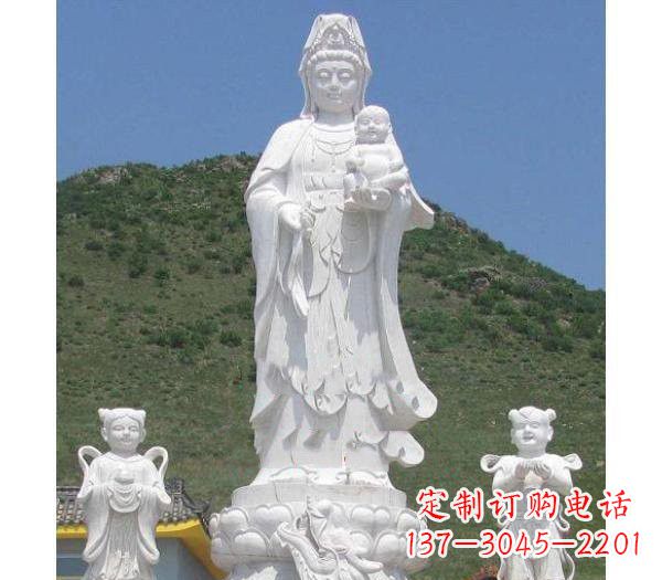 南京汉白玉观音善财童子龙女雕塑