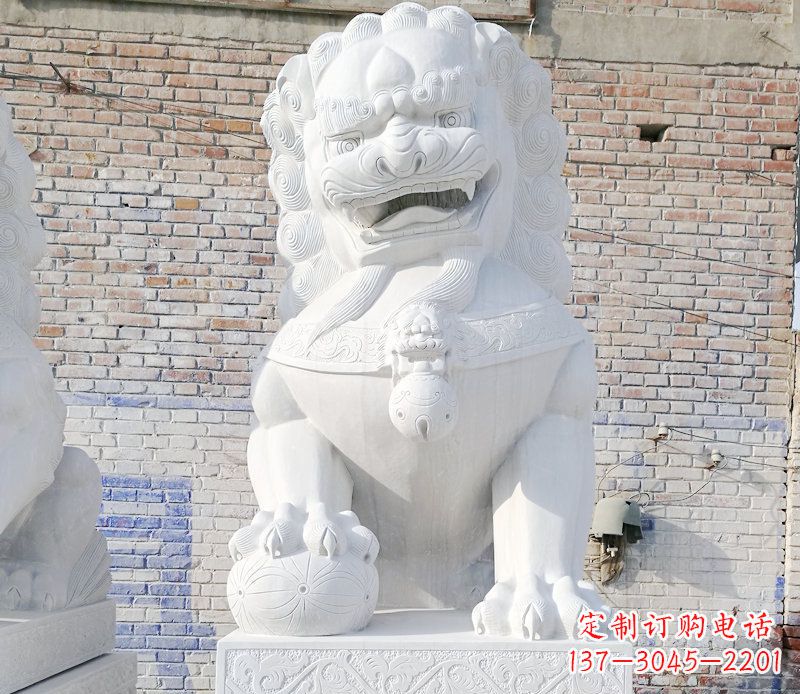 南京正宗汉白玉狮子门墩雕塑