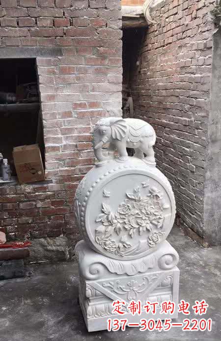 南京汉白玉小象抱鼓石雕塑之美