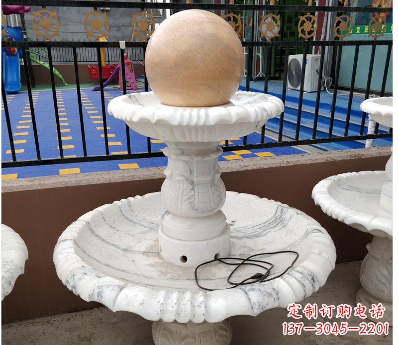 南京高贵典雅的汉白玉风水球雕塑