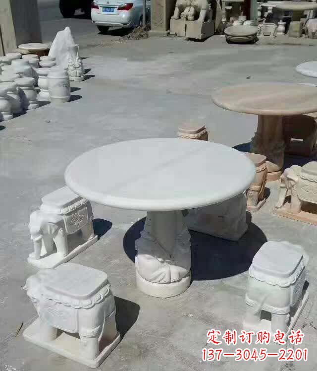 南京汉白玉圆形石桌凳