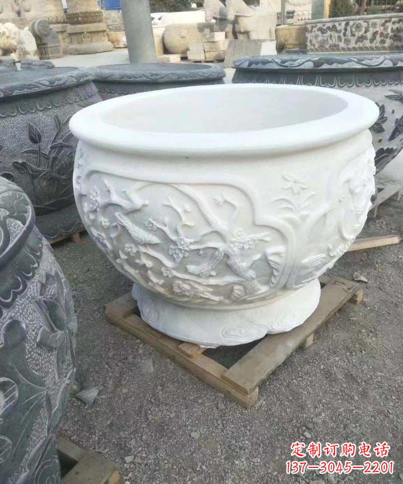 南京汉白玉圆形水缸