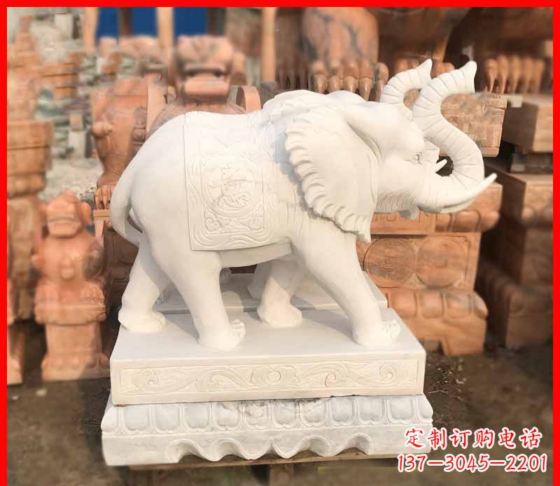 南京汉白玉招财大象石雕 (4)