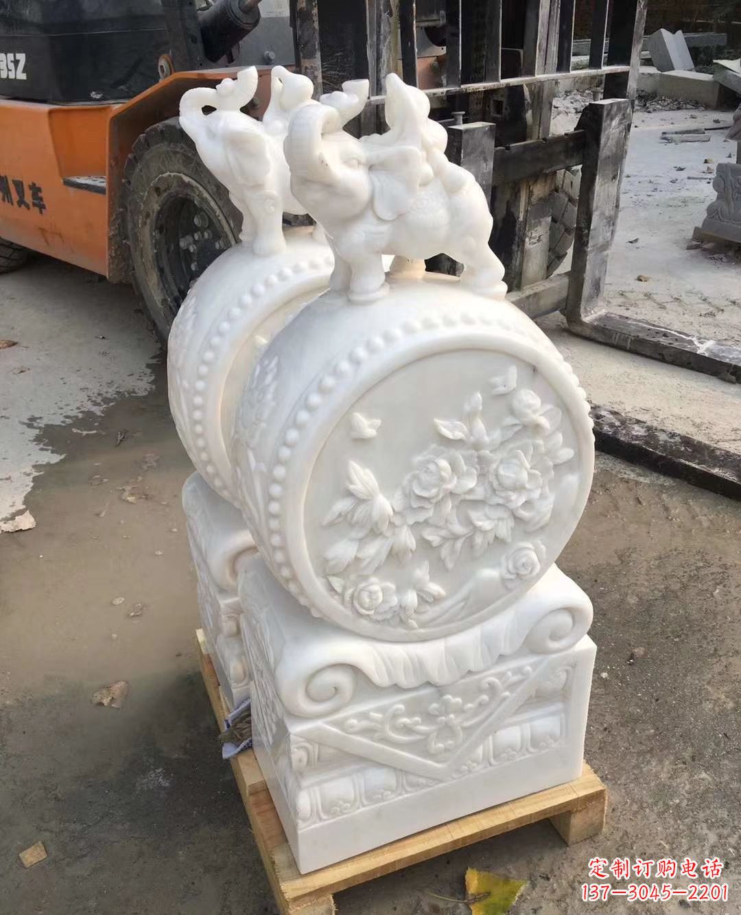 南京精致小象招财石门墩,树立你的百年吉祥