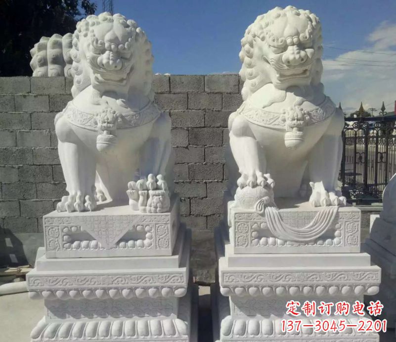 南京汉白玉镇宅狮子石雕,完美贴近生活