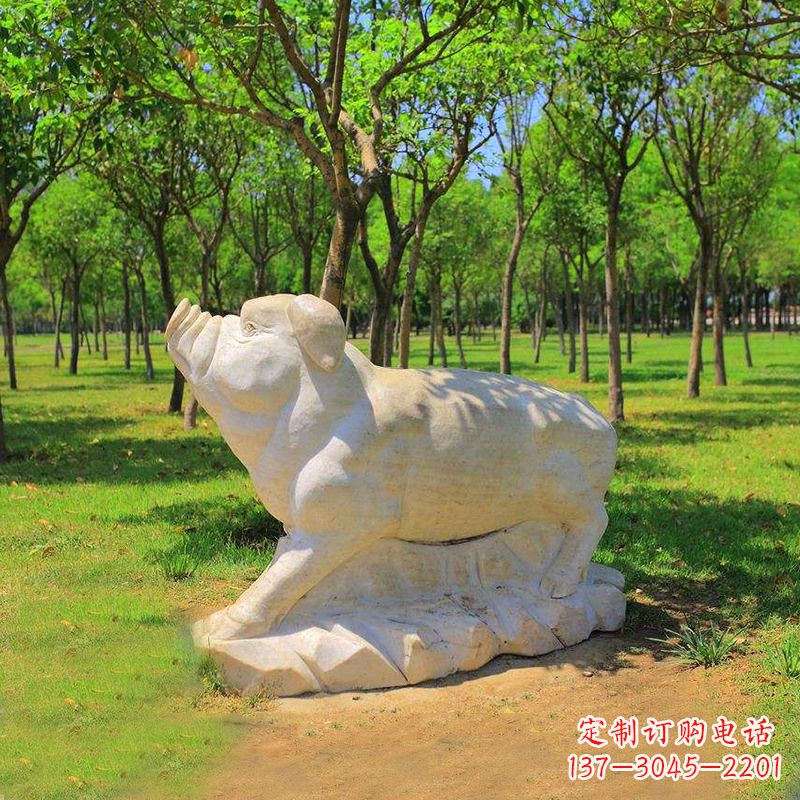 南京传统十二生肖精美手工猪石雕动物雕塑