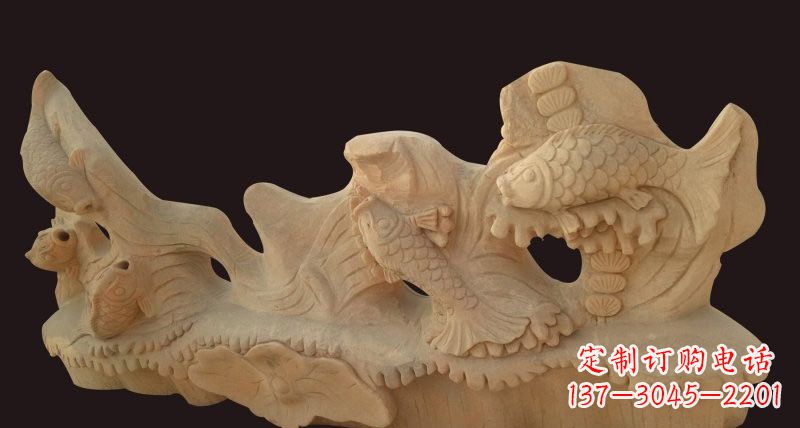南京荷花鲤鱼石雕,精美绝伦