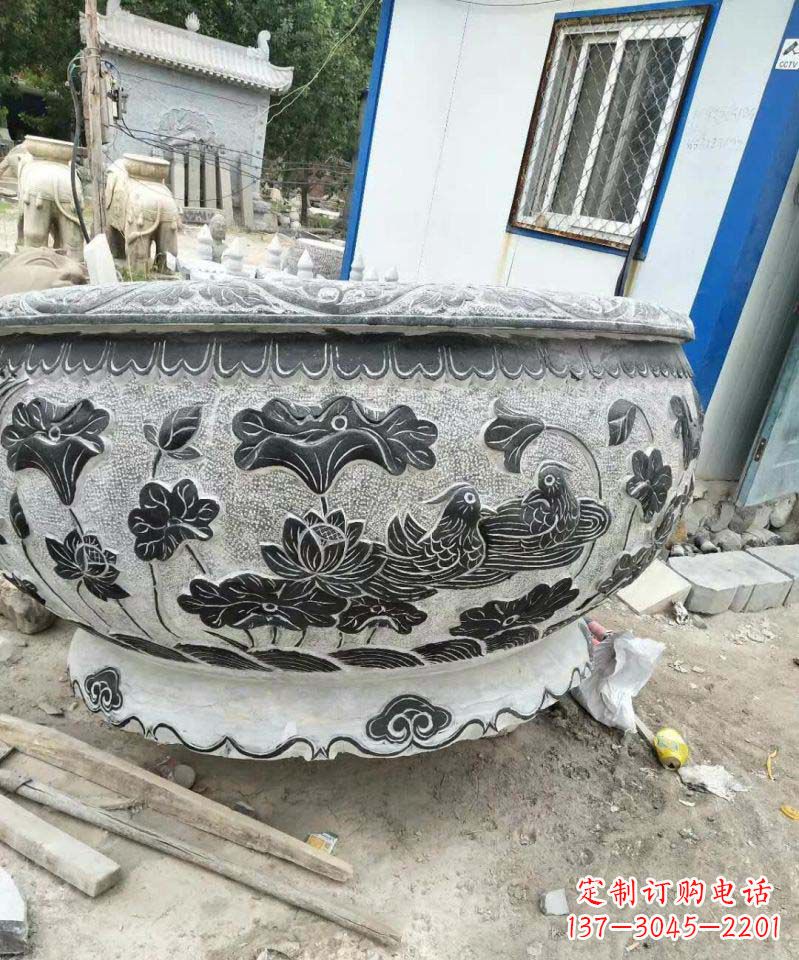 南京荷花石雕水缸,给你安静的空间