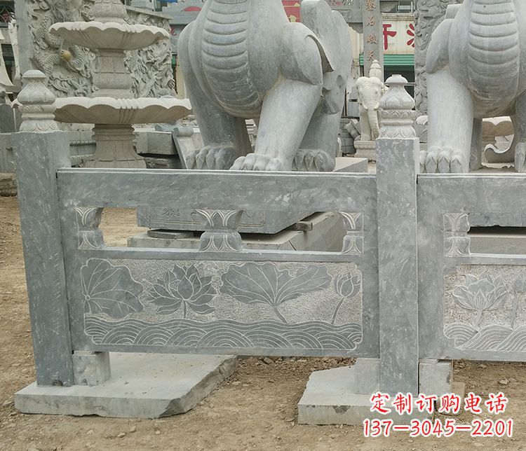 南京荷花石浮雕仿古栏板石雕