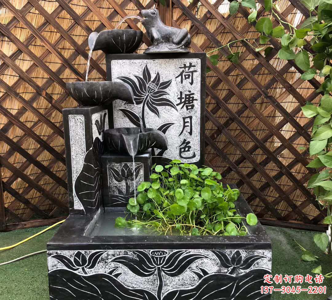 南京荷塘月色景观石雕喷水池