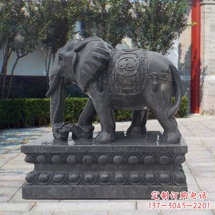南京黑色大象石雕,独特雕塑制作享受