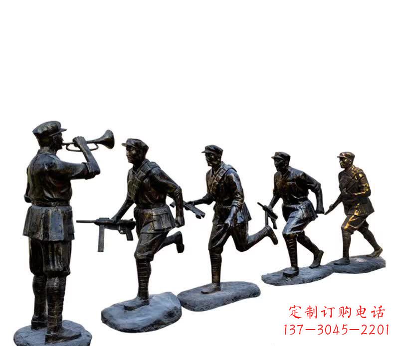 南京红色文化主题红军铜雕塑