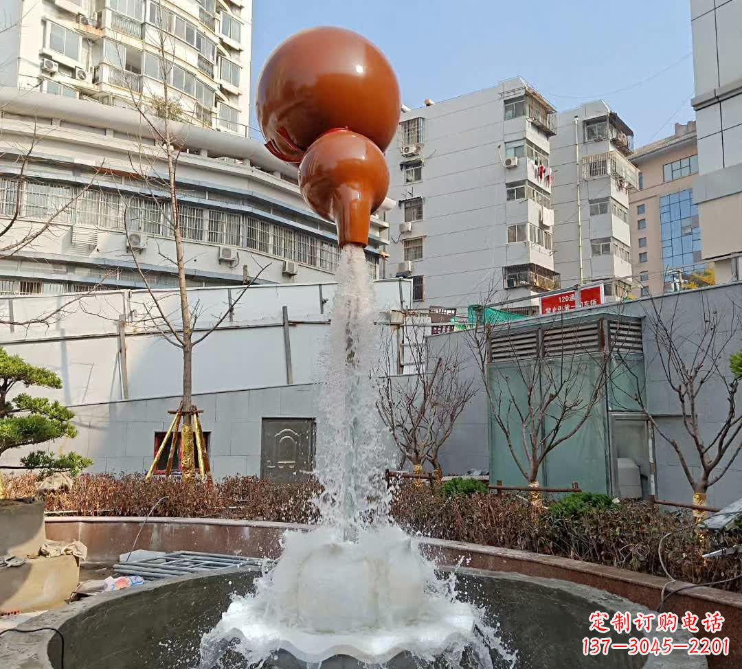 南京葫芦广场喷泉雕塑,精致唯美
