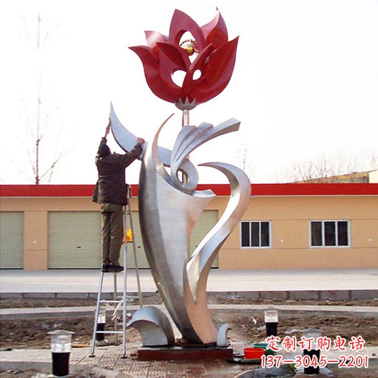 南京高端定制玫瑰花不锈钢大型雕塑