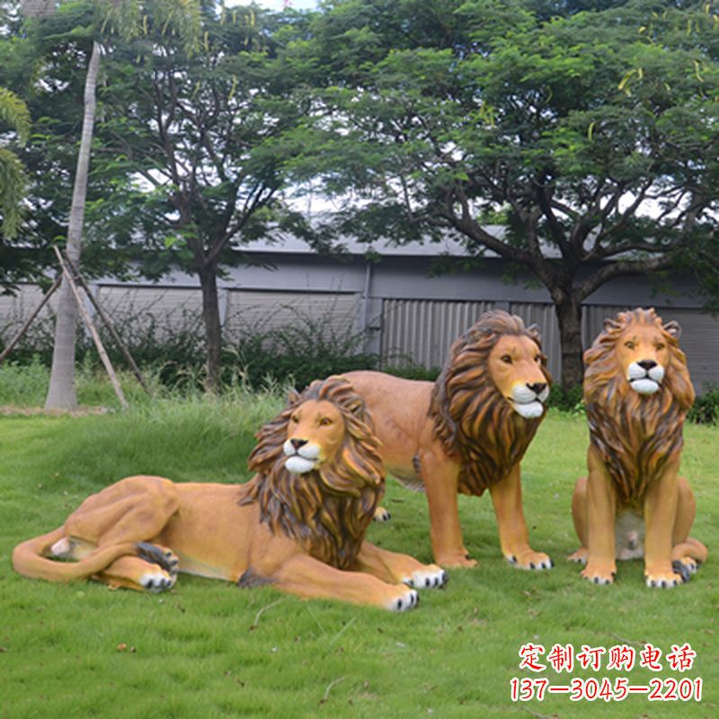 南京把公园里的斗勇气释放出来--领雕金刚户外仿真狮子雕塑