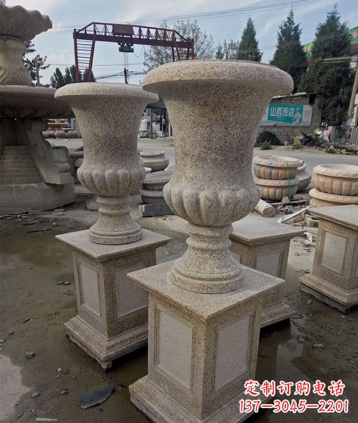 南京花岗岩欧式花钵小区石雕花盆