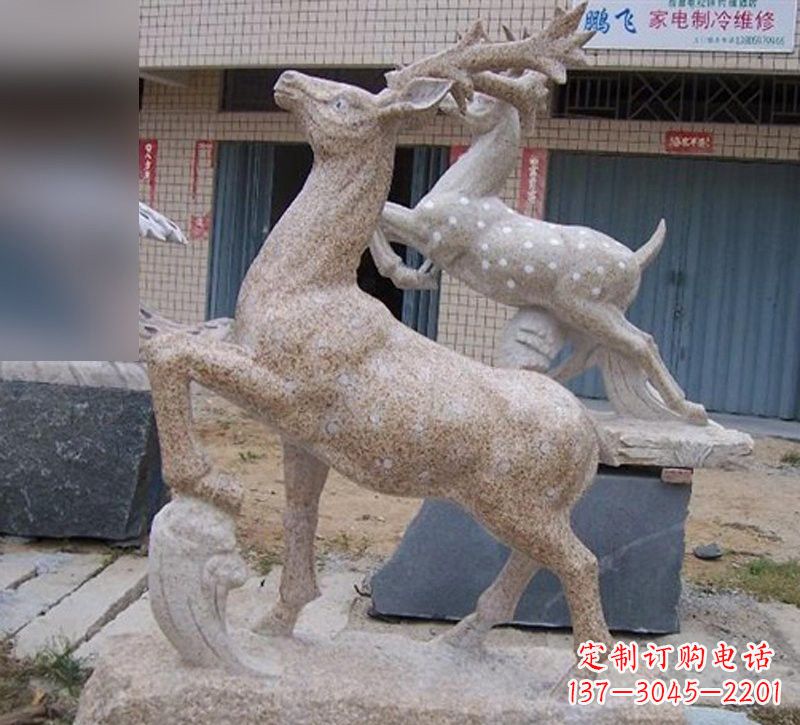 南京花岗岩梅花鹿雕塑，象征着美丽的永恒