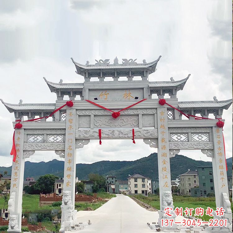 南京花岗岩三门石牌坊雕塑