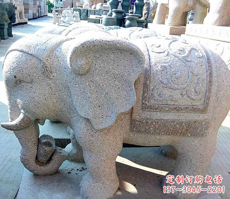 南京花岗岩元宝大象石雕,雕刻古典且充满质感
