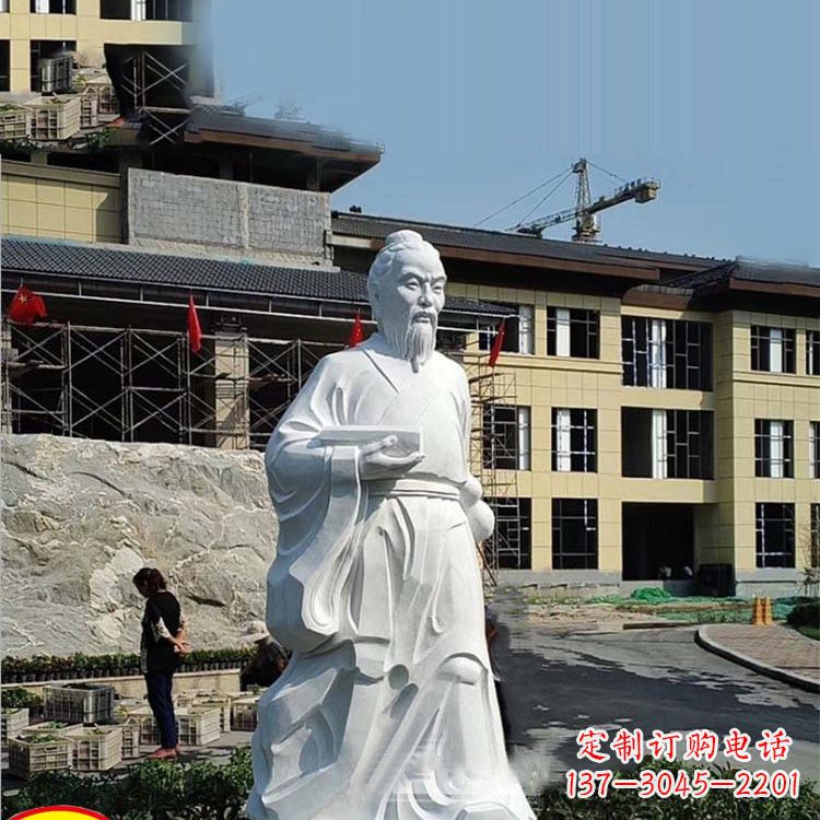 南京高雅精美的华佗白玉石雕像