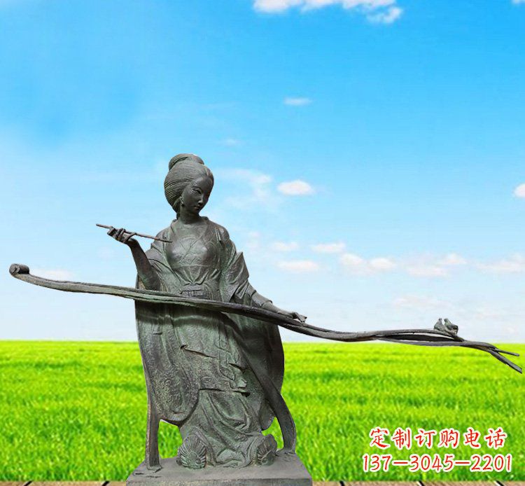 南京画画的古代美女铜雕