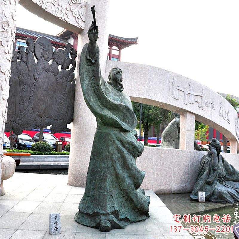 南京中领雕塑：仿古吴道子铜雕像