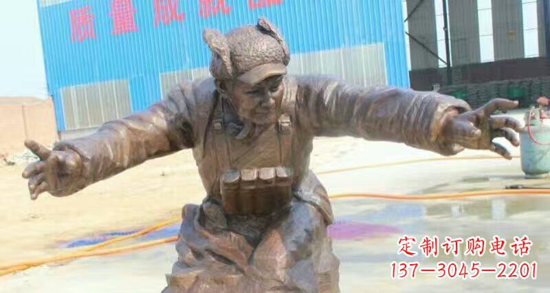 南京荣耀时刻,纪念经典——黄继光校园英雄人物铜雕