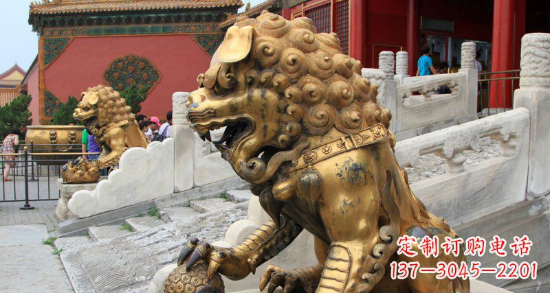 南京黄铜狮子故宫狮雕塑,高端定制艺术品