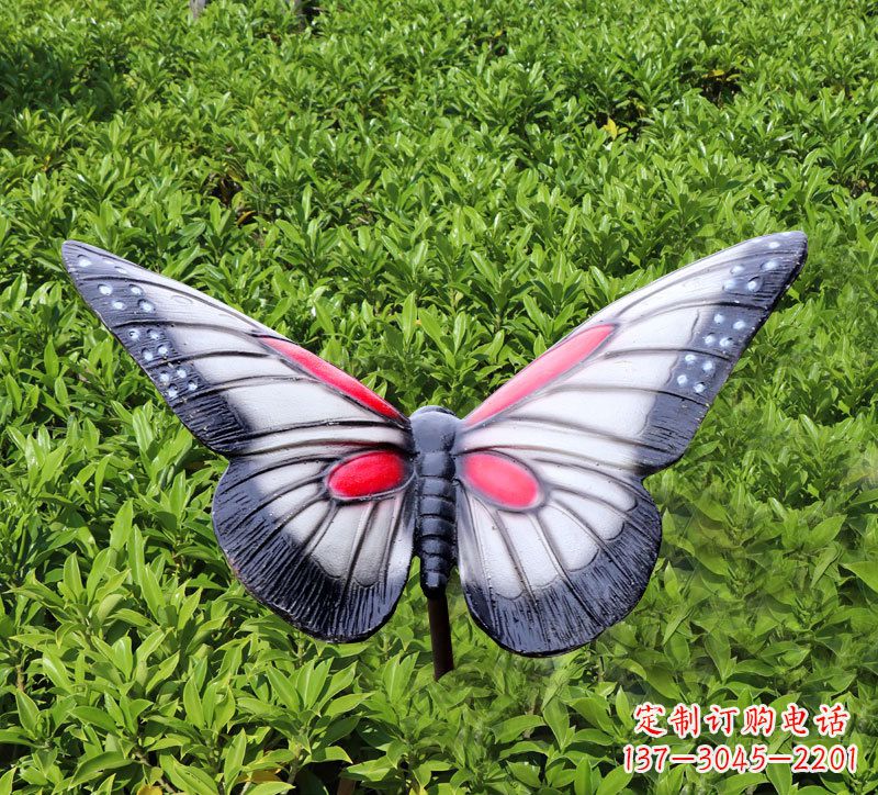 南京灰黑色仿真蝴蝶摆件园林玻璃钢彩绘动物雕塑
