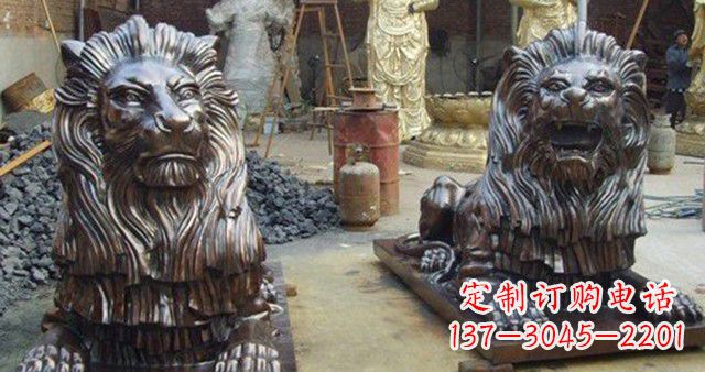 南京汇丰铜狮子雕塑,令人叹为观止
