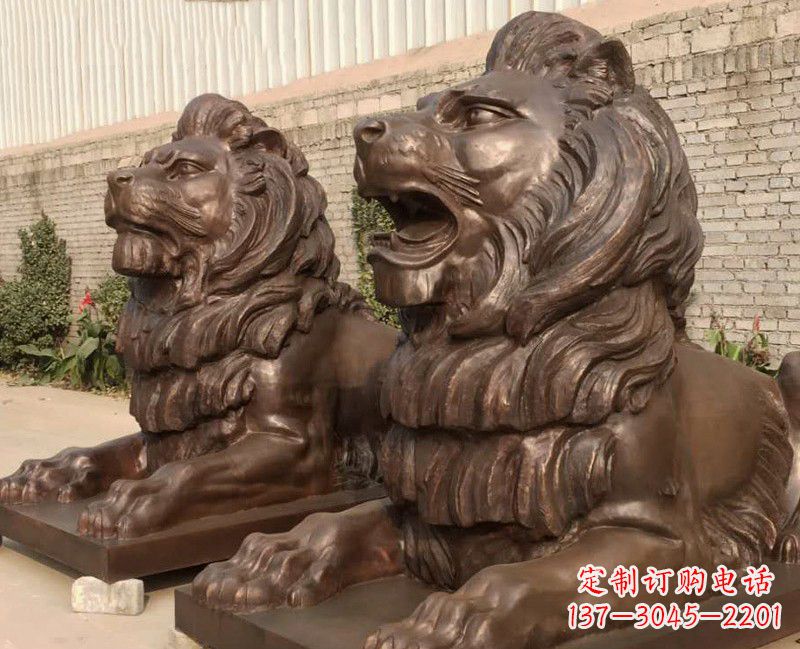 南京汇丰铜雕狮子,威武雄壮