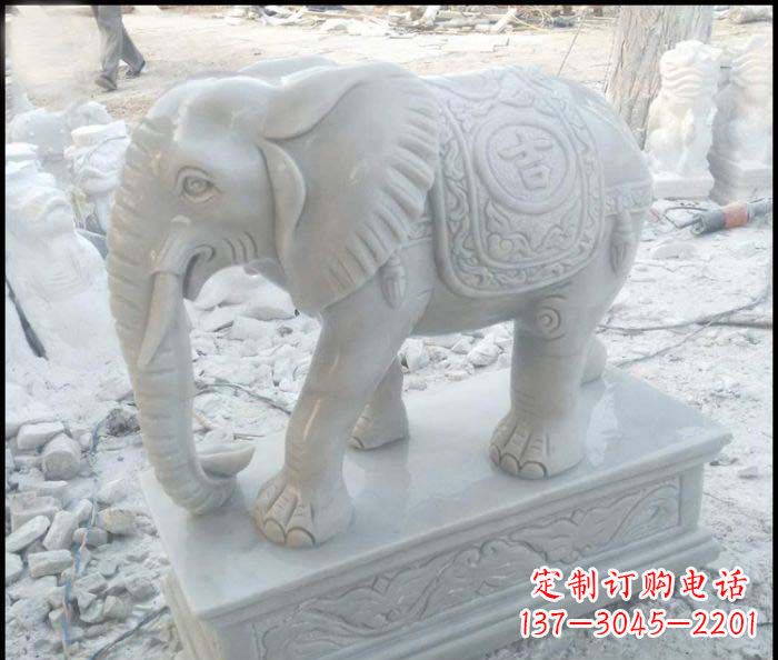 南京高端大象汉白玉雕塑
