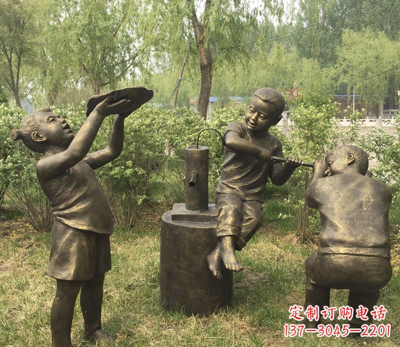 南京艺术熊孩子,活泼可爱的儿童雕塑