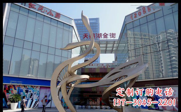 南京高雅大气的不锈钢抽象天鹅雕塑