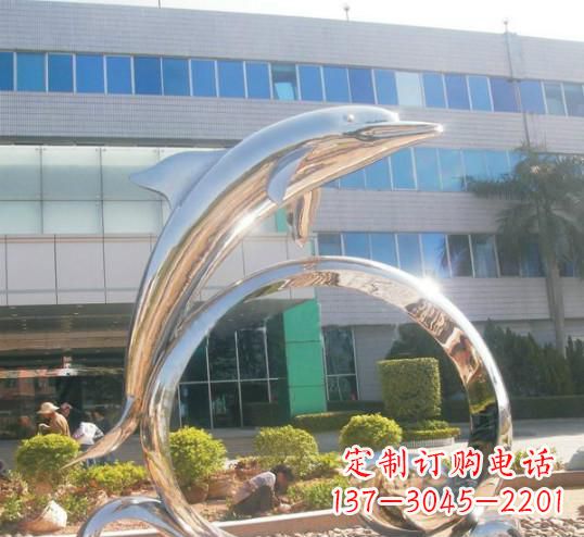 南京精致的不锈钢海豚雕塑