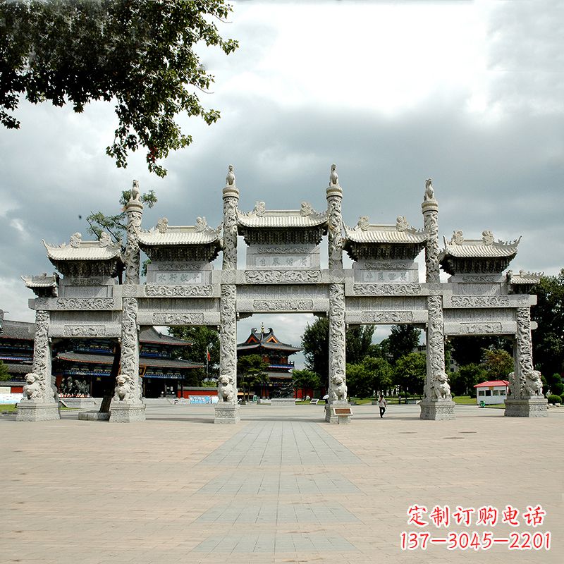 南京精美五门石牌坊雕塑定制