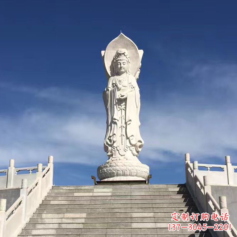 南京景区广场大型三面观音石雕景观雕塑
