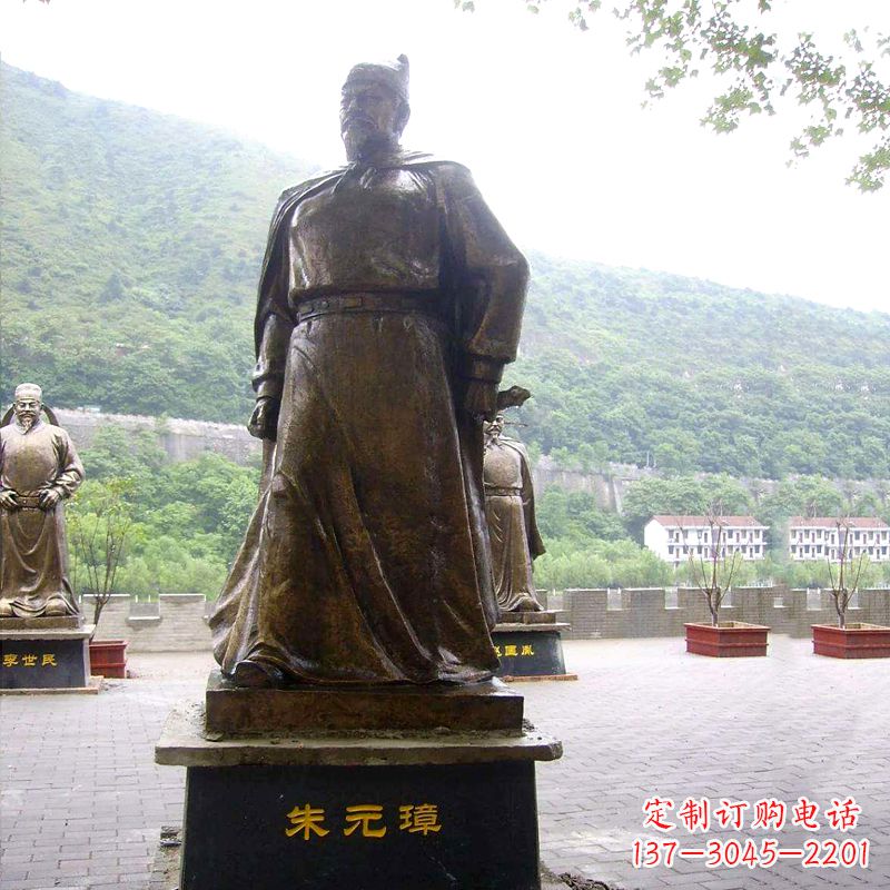 南京景区广场古代帝王明太祖朱元璋铜雕塑像