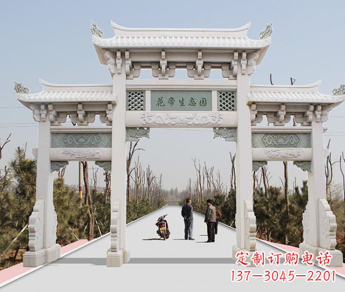 南京景区三门牌坊石雕 (11)
