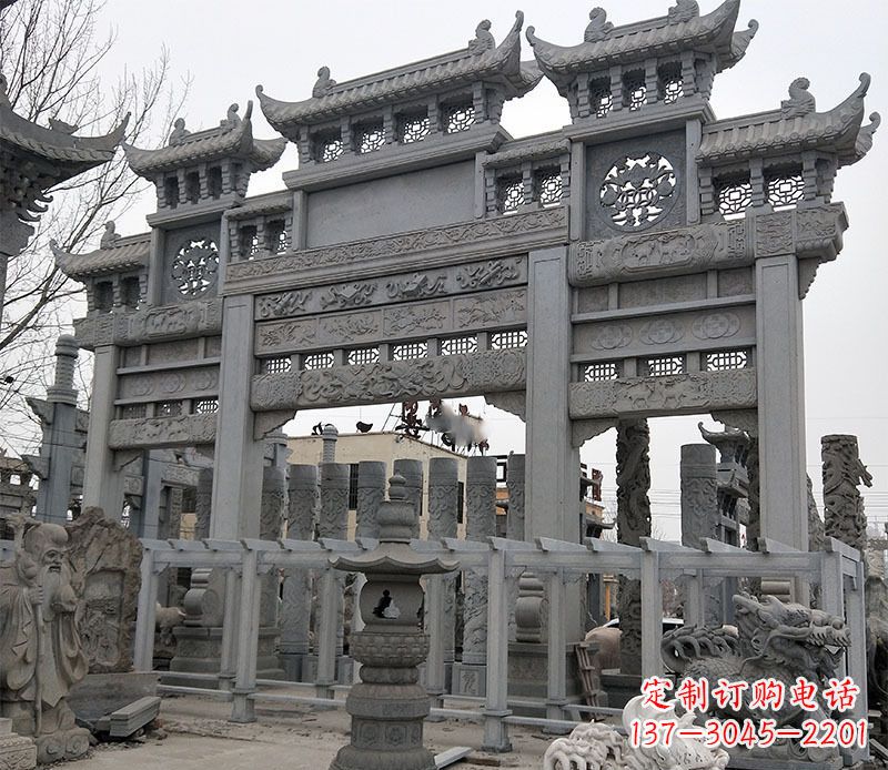 南京京中领雕塑:牌坊石雕定制