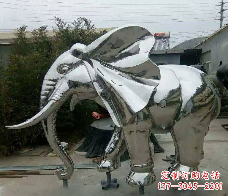 南京镜面不锈钢大象雕塑